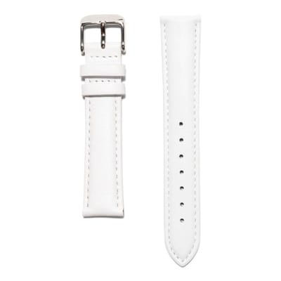 KRAEK Wit Zilver - Leren bandje - Horlogebandje - 16 mm bandje - Met push pin - Echt Leer