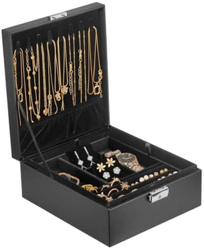 Grote Sieraden Organizer Box - 2 Laags Juwelen Box voor Oorbellen, Kettingen, Ringen en Accessoires