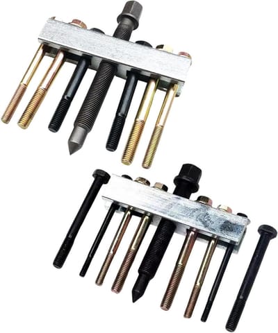 Krukasdempertrekker - Poelietrekker Tandwieltrekker - Auto reparatie - Verstelbare antislip - 10-delige set - Zilverkleurig