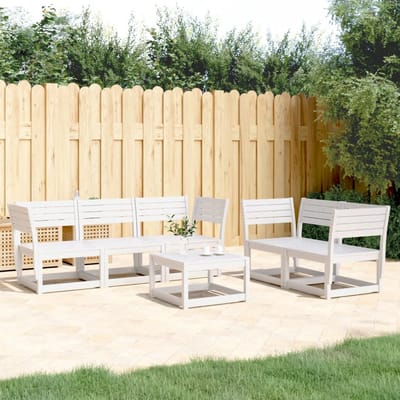 vidaXL - 5-delige - Loungeset - massief - grenenhout - wit