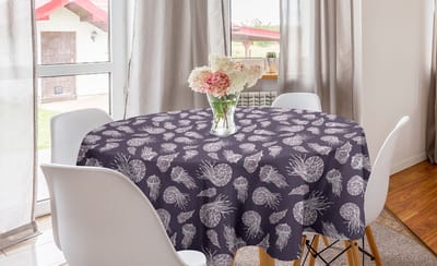 ABAKUHAUS Ronde Kwal Tafelkleed, Ammonieten Kwal, Cirkel Tafelkleed Deksel voor Keukendecoratie in de eetkamer, 150 cm, Aubergine en grijsroze