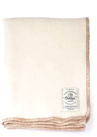 Witte wollen plaid 100x150 – Dekentje van Texelse wol - duurzaam, warm & zacht - Skéépe