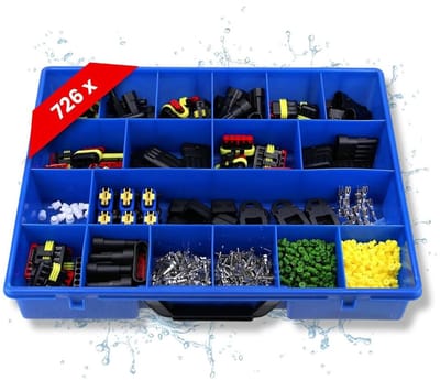 Kalitec KALI-1010 AMP Superseal Assortimentsdoos met zekeringhouder | 14A | Waterdichte stekkerverbinding | 3-pins | Connectorset | Kunststof | Messing | PA 6.6