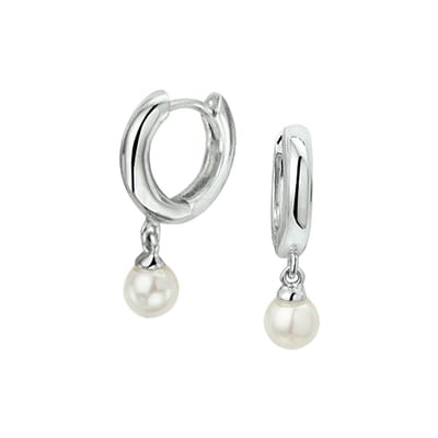 Huiscollectie klapoorring Parel Zilver Gerhodineerd Glanzend