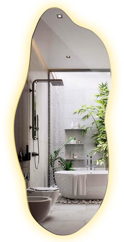 Tulup LED Spiegel - Organische Spiegel Met LED Verlichting - 35x80 cm - Asymmetrische Spiegel Led - Halspiegel - Warm Wit 3000K - Onregelmatige Spiegel Met LED - Moderne Wandspiegel