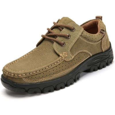Nieuwe Herenschoenen Vier Seizoenen Dagelijks Buiten Casual Schoenen Eerste Laag Rundleer Mat Leer Leer Antislip Werkschoenen 44 beige
