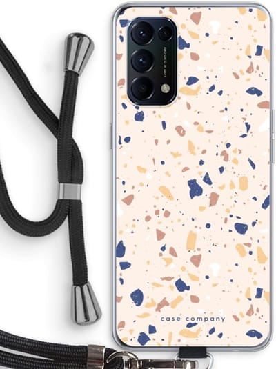 Case Company® - Hoesje met koord geschikt voor Oppo Find X3 Lite hoesje met Koord - Terrazzo N°23 - Telefoonhoesje met Zwart Koord - Bescherming aan alle Kanten en Over de Schermrand