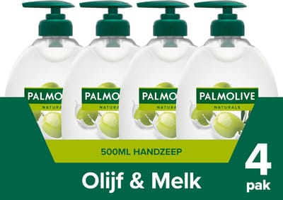 Palmolive Naturals Olijf & Melk Handzeep - 4 x 500ml - Milde Handzeep - Voordeelverpakking