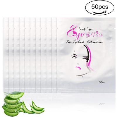 50PairesEnsemble Extension de Cils Hydrogel Gel Sous les Yeux Patch Coussinet Non Pelucheux Tête de Beauté Argentée argenté