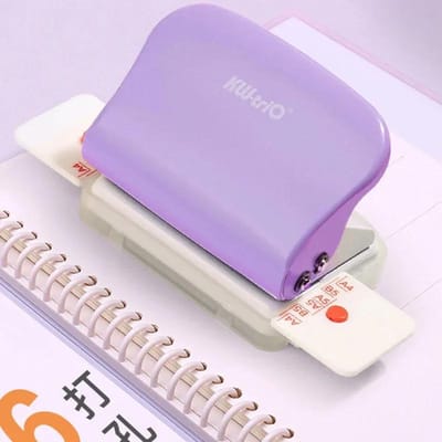 Perforatrice à papier à 6 trous Perforatrice à main en métal Trou de 6 mm pour reliure de carnet A4 A5 Scrapbook violet