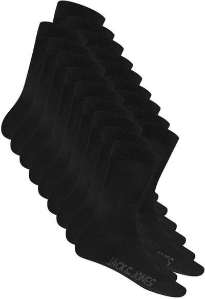 Jack & Jones Unisex Sportsokken Zwart 18 Paar One Size Sportsokken - Basissokken