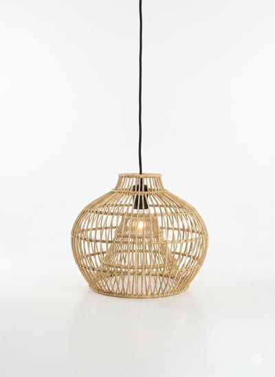 Rotan hanglamp Naturel - 60xH51 cm - hanglamp van riet