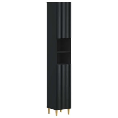 vidaXL - Badkamerkast - met - Open - Plank - ARNHEM - Zwart - 30 - x - 31 - x - 190 - cm
