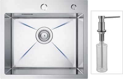 CECIPA max Spoelbak Keuken 50x45CM - Spoelbakken Keuken Met Zeepdispenser - Spoelbakken met Kraangat - Enkele Spoelbak - Spoelbakken met afdruip - RVS