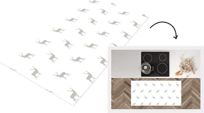 Keukenloper - Loper keuken - Patronen - Hert - Wit - 120x60 cm - Keukenloper vinyl