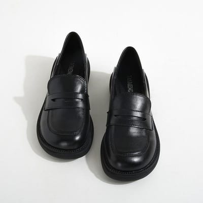 Nieuwe dikzoolleren schoenen Lente dikhak Britse stijl loafers voor dames 43