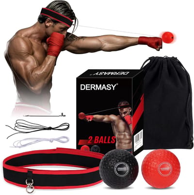 Reflexbal Boksen - Trainingsbal Hoofdband - Verbeter Reactie - Twee Verschillende Ballen - 2 Ballen - Rood Zwart
