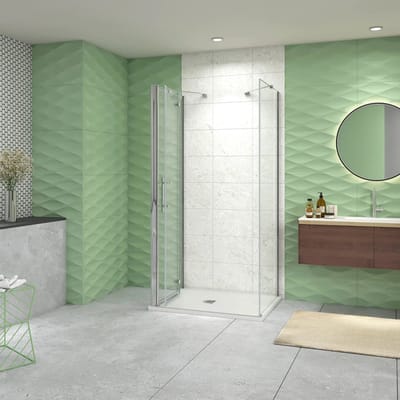 Serie Poppy - Douchecabine Rechthoek - 70x80 - Dubbele Vouwdeur - Vrijstaand - Chroom - 6mm Helder Veiligheidsglas - Antikalk