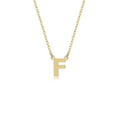 Letter F Initial Gold Plated Ketting Zilver (925 sterling) Trendy Minimalistisch Combi Bedel Goudkleurig Dames Meisje | Cadeau Voor Vrouw
