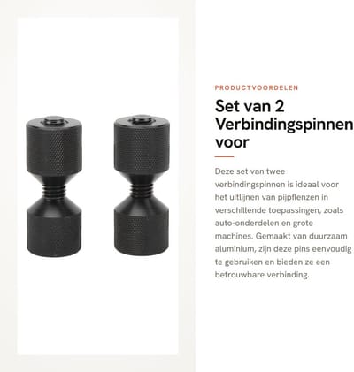 Dailygoods- Uitlijningspen Set 2 Stuks - Verbindingspin met Dubbel Gat - Aluminium - Oxidatiebestendig - Geschikt voor Leidingprojecten - Fijn Afwerking - Uitlijnpin