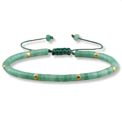 Marama - Herenarmband Aventurine - armband mannen - edelsteen aventurine - verstelbaar - schuifsluiting - groen - gouden details