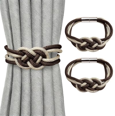 2-pack mini magnetische gordijn strikken - 47 cm lange magnetische gordijn strikken - elegante handgeweven decoratieve gordijnstrikken - geschikt voor gordijnen in huis en op kantoor