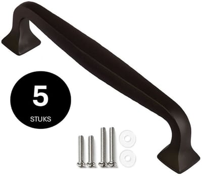 Handgreep zwart - Handgrepen zwart 128mm - 5 stuks - Handgrepen kast - Meubelgrepen - Keukengreep zwart - Kastgrepen - Handgrepen keukenkastjes - Meubelgreep - Handgrepen voor deurtjes - handgreep keuken - Deurgreep - ladegreep - incl schroeven