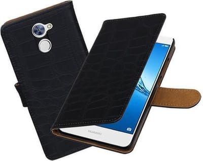 BestCases.nl Huawei Y7 / Y7 Prime Krokodil booktype hoesje Zwart