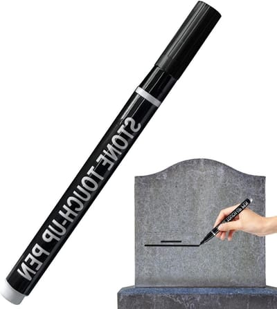 Steen Retoucheerstift - Grafsteen Verfstift - Opschriften Herstellen - Snel Drogend - 16 x 2 x 2 cm - Zwart
