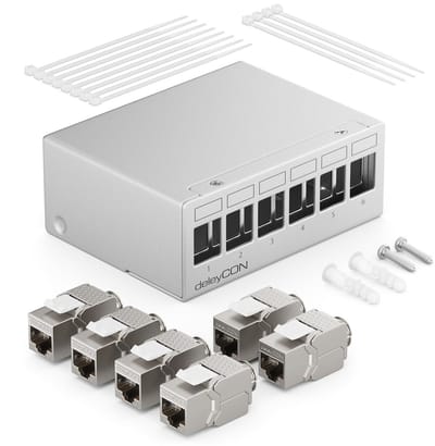 6-Poorts Patchpaneel Set met RJ45 Keystone Jack Modules voor Netwerksetup 1HE