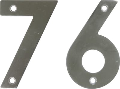 AMIG Huisnummer 76 - massief Inox RVS - 10cm - incl. bijpassende schroeven - zilver