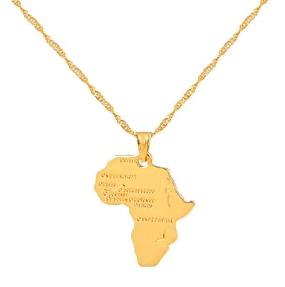 Ketting - Afrika Hanger - Chain - Statement - 45 cm - Goud
