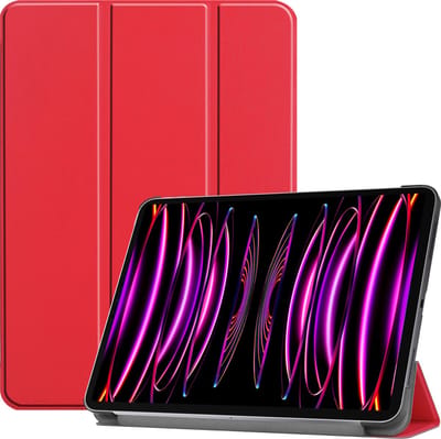 Hoesje - Geschikt voor Apple iPad Pro (2022) - 12.9 inch - Dun & Stevig - Hardcover Book Case - Trifold Bookcase Hoes - Hard Cover - Tablethoes - Rood