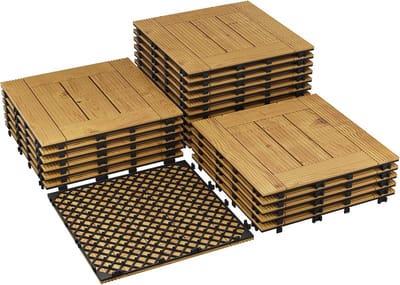 Houten Vlondertegels - 22 Stuks - Massief Acaciahout - 30x30 cm - Eenvoudig Kliksysteem - Voor Balkon, Terras en Badkamer - Totaal ca. 2 m²