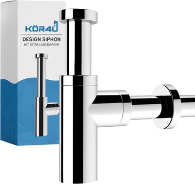 Ronde Design Sifon Chroom 1 1/4 inch x 32 mm - Universele Afvoer Syfon met Geurafsluiter en Roset