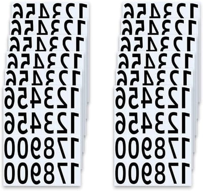 Dailygoods- Cijfer Stickers Waterdicht - Nummer Stickers - Zelfklevende Vinyl - 12 Vellen - 24 Nummers per Vel - 2,5 cm x 5 cm - Nummerstickers
