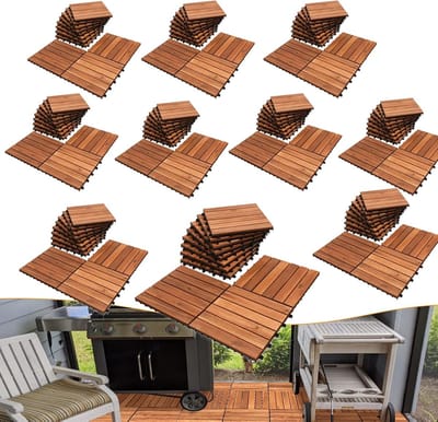 Houten Terrastegels - Balkon Vloerbedekking - Tuin en Balkon - Antislip Drainage Systeem - 30x30 cm - Bruin