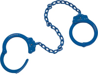 Handboeien met Ketting en Vernikkeling - Blauw, 15 Inch