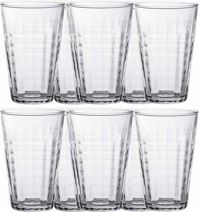 Duralex Longdrinkglazen Prisme - 12x stuks - glas - 330 ml - transparant - Koffie/frisdrank glazen