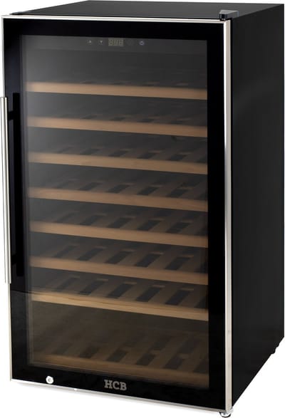 HCB® - Professionele luxe Wijnkoelkast voor 75 flessen - Wijnklimaatkast met houten lades - Vrijstaand wijn koelkast - Klimaatkast - Wijnkast - Wijnfrigo koeler - 52 kg - Frigo - 6816