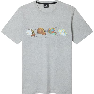Paul Smith Mens Reg Fit T Shirt Cycling Caps Grey Melange Maat: S | T-shirts met Print Outlet | Heren | Grijs