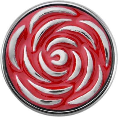 Quiges - Dames Click Button Drukknoop 18mm Bloem Roos Helder Rood - EBCM286