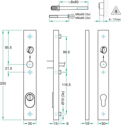 Oxloc Veiligheidsschild RVS Zwart Recht PC92 250X35mm KTB SKG*** - 1219669