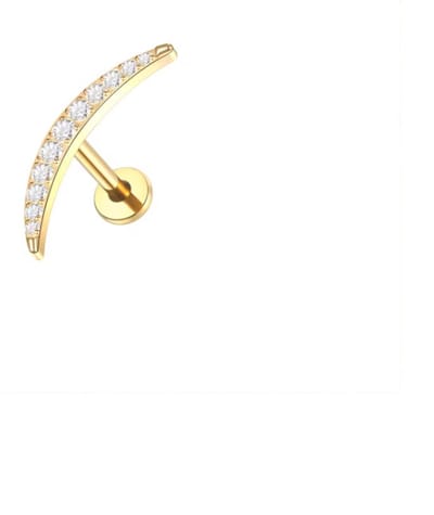 Piercing voor Oor - Kleur: Goud - Formaat: 12 x 6 MM - Titanium - Tragus / Kraakbeen / Helix / Conch - Oorpiercing - Piercing Sieraad - Hoge Kwaliteit - Labret Piercing - Luxe Sieraad - Oorbellen