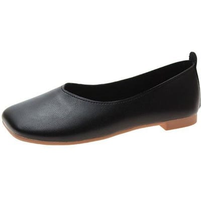 Nouvelles chaussures simples pour femmes, chaussures de grand-mère, version coréenne, bouche peu profonde, bout rond, chaussures décontractées, chaussures plates pour femmes 40 noir