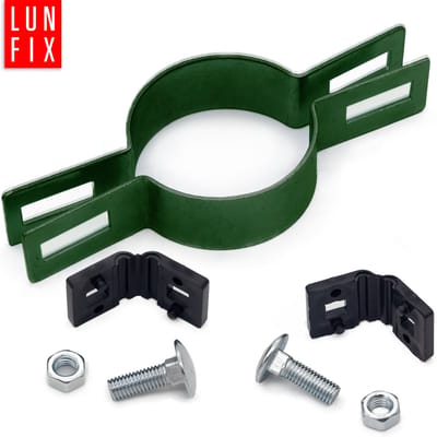 LUN FIX - Middenschoen 42 mm - Groen - Steunbeugel - Ronde Gaasstaafmattenhek - Paal