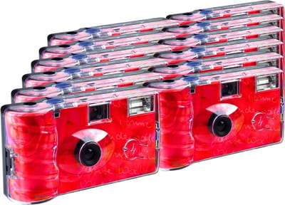 Wegwerpcamera Zwart met Flits - Ideaal voor Feestjes, Bruiloft en Vakantie - 27 Opnames (12 Stuks)