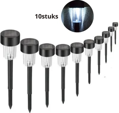 Bovista Tuinverlichting - Tuinlampen - Buitenverlichting - Tuin Verlichting - Led Lamp - Licht - Op Zonneenergie - LED - Wit Licht - 10 stuks