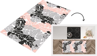 Keukenloper - Loper keuken - Monstera - Pastel - Patronen - Bladeren - 120x60 cm - Keukenloper vinyl
