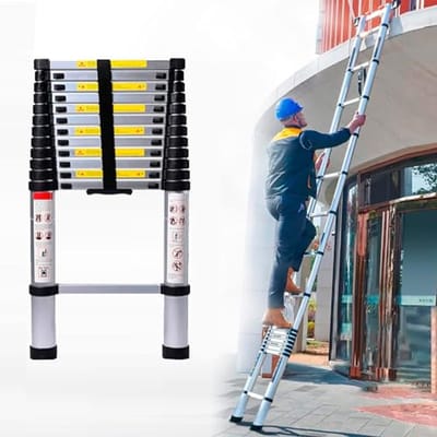 Uitschuifbare opvouwbare telescopische ladder 3,8 m - Multifunctionele aluminium ladder EN131 gecertificeerd